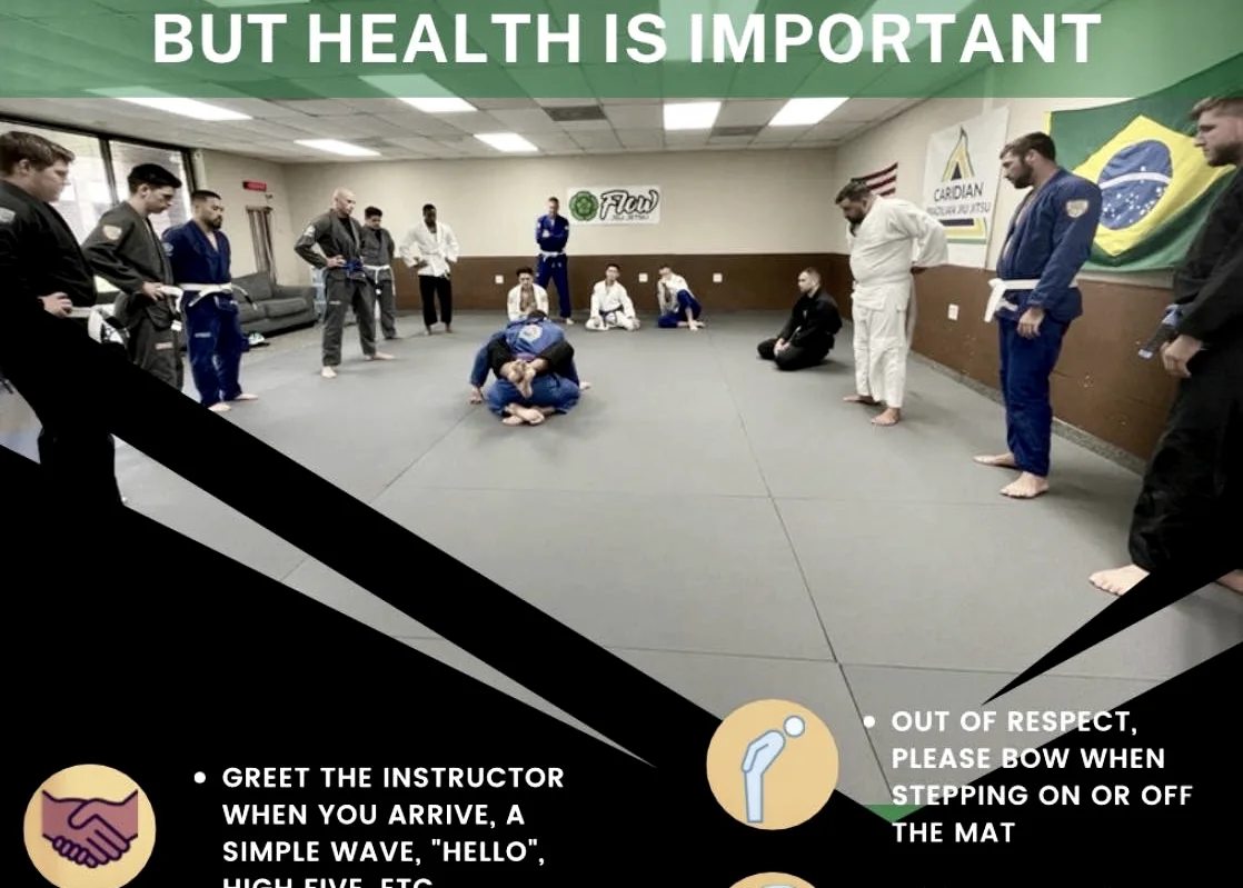 Caridian students training on the mats during a class